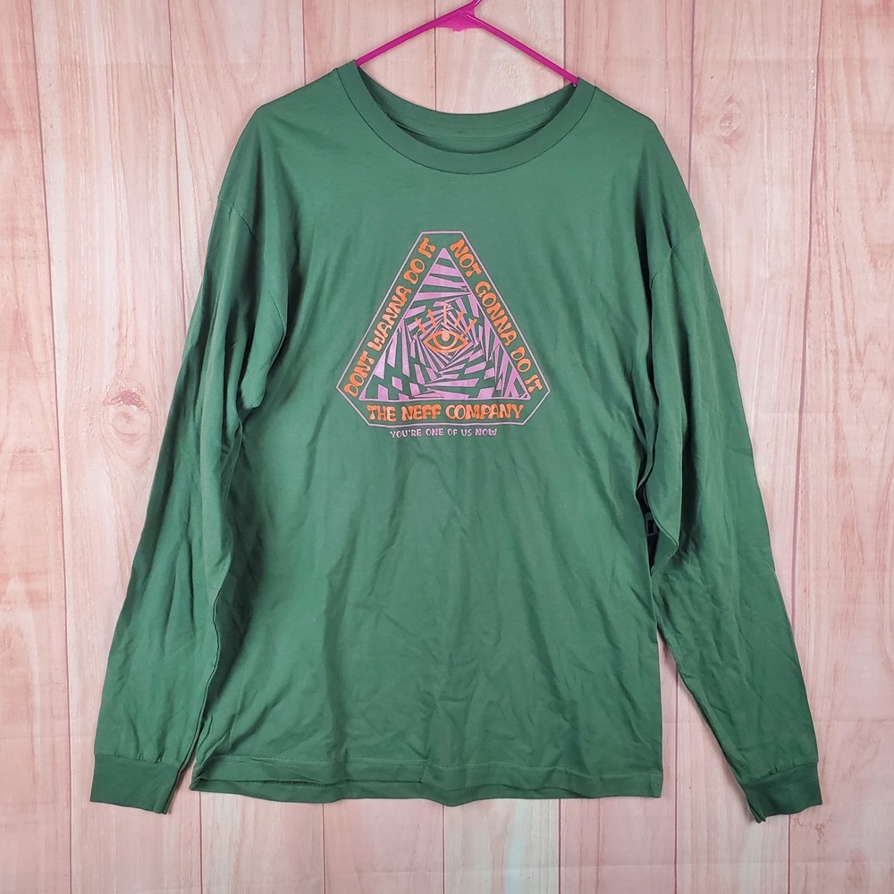 Neff Shirt Mens Large Green Cotton Graphic Not Gonna Do It Youre One of Us Now